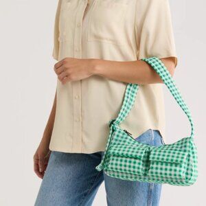 Baggu - Green Gingham - Cargo Recycled Nylon Shoulder Bag-  NWT